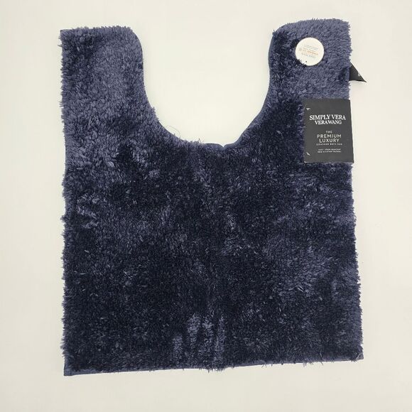 Simply Vera VeraWang Navy Blue Shaggy Bath Mat Rug Set The Premium Luxury 2pc - Picture 4 of 6